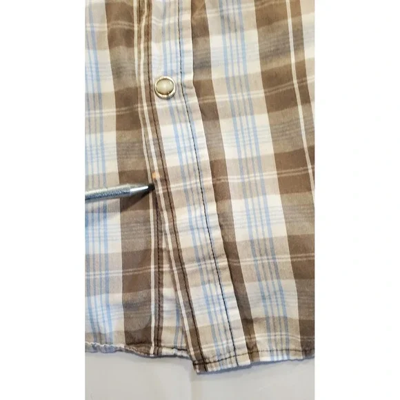 Seven Virtues of Man Mens XXL Plaid Western pearl Snap Short Sleeve Shirt - Picture 5 of 10